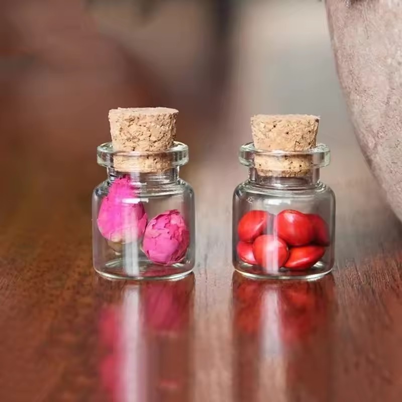 Botellas de vidrio pequeñas con corcho, Mini viales de vidrio, botellas de deseos vacías transparentes, recuerdos de decoración del hogar para de boda y cumpleaños