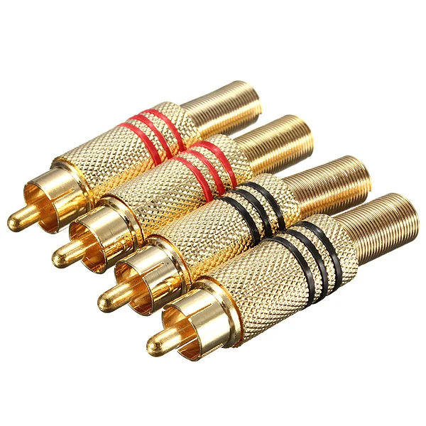 4 Stücke 2 Paar Gold RCA Phono Stecker Lot Audio- Video Kabel Adapter Stecker Großartig für Audio- Lautsprecher