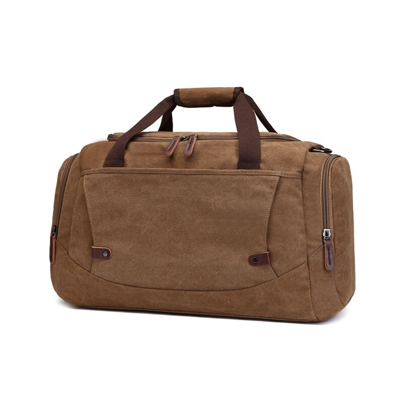 Scione mænd lærred rejsetasker kuffert vandtæt bagage duffel skuldertaske stor kapacitet solid crossbody bærbar håndtaske: Kaffe
