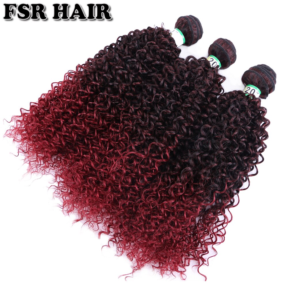 FSR 100 Gram/pcs Ombre Kinky Curly Hair weaving Wine Red synthetic hair bundle