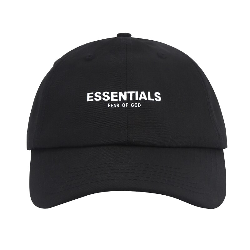 Essentials 100% 1:1 Knitted Hat Baseball Cap Fog Dad Hat Kanye West Jerry Lorenzo hip hop cotton high street: Black Print Cap