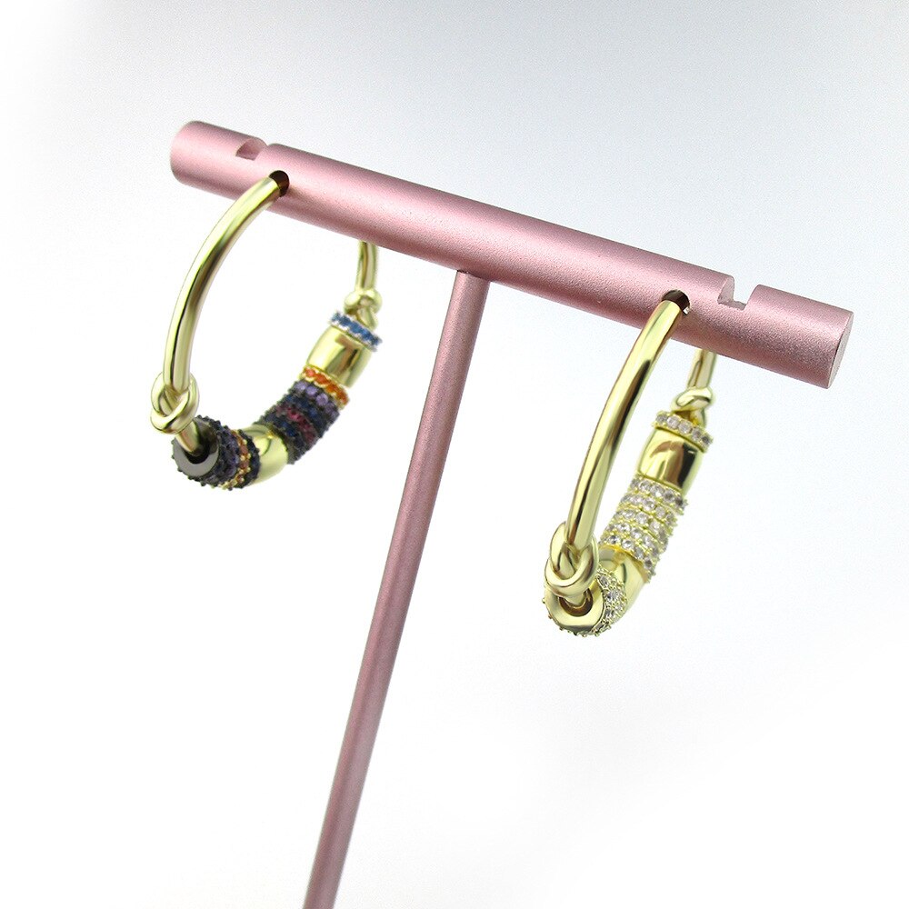 Luxe Enkele Romantische Kleurrijke Multi Cirkel Oorbel Vrouwelijke Sieraden Gouden Oorbel San Valentin Regalos Zk30