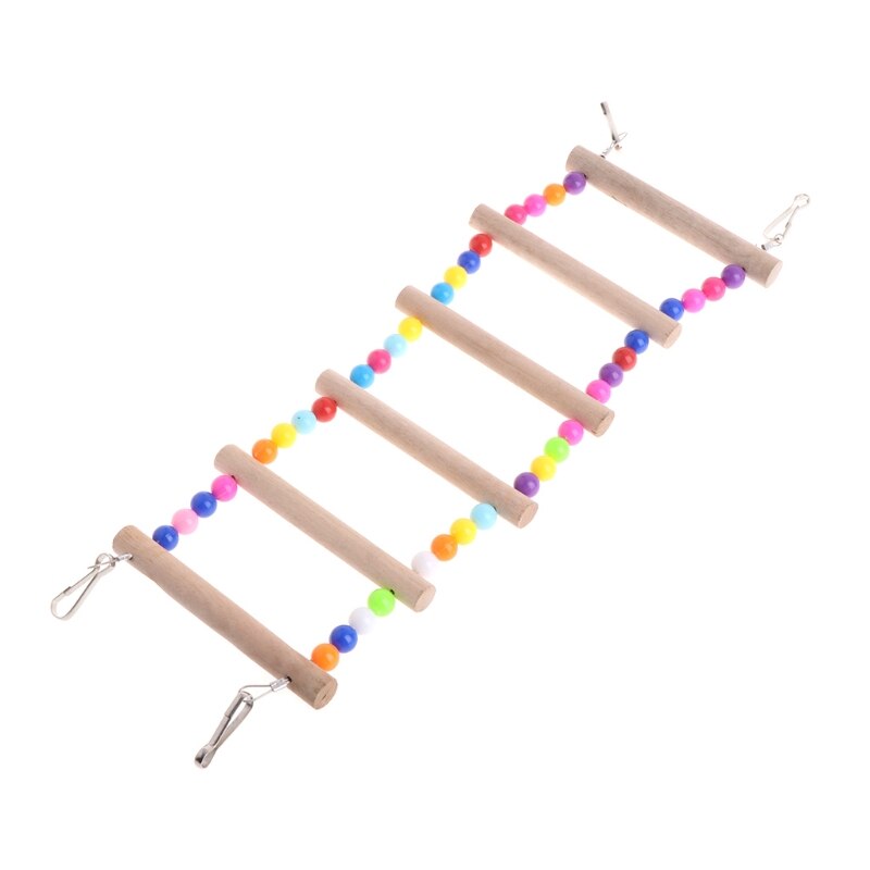 Pássaro brinquedos escadas de madeira balanço scratcher poleiro escalada escadas hamsters gaiola pássaro papagaio escada subir poleiro suporte brinquedos: 6
