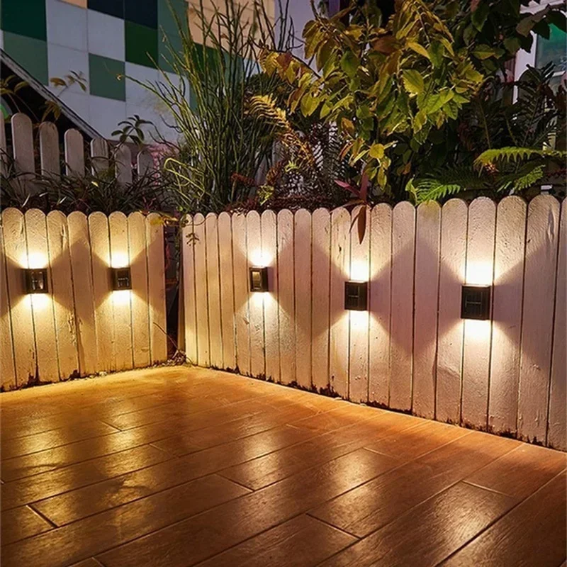 Solar-Wandleuchten nach oben und unten, 6er-Pack, beleuchten Sonnenlichtsensor-Lampe für den Außenbereich, IP65, LED, moderne Deckbeleuchtung, Dekor, Haus, Terrasse, Veranda