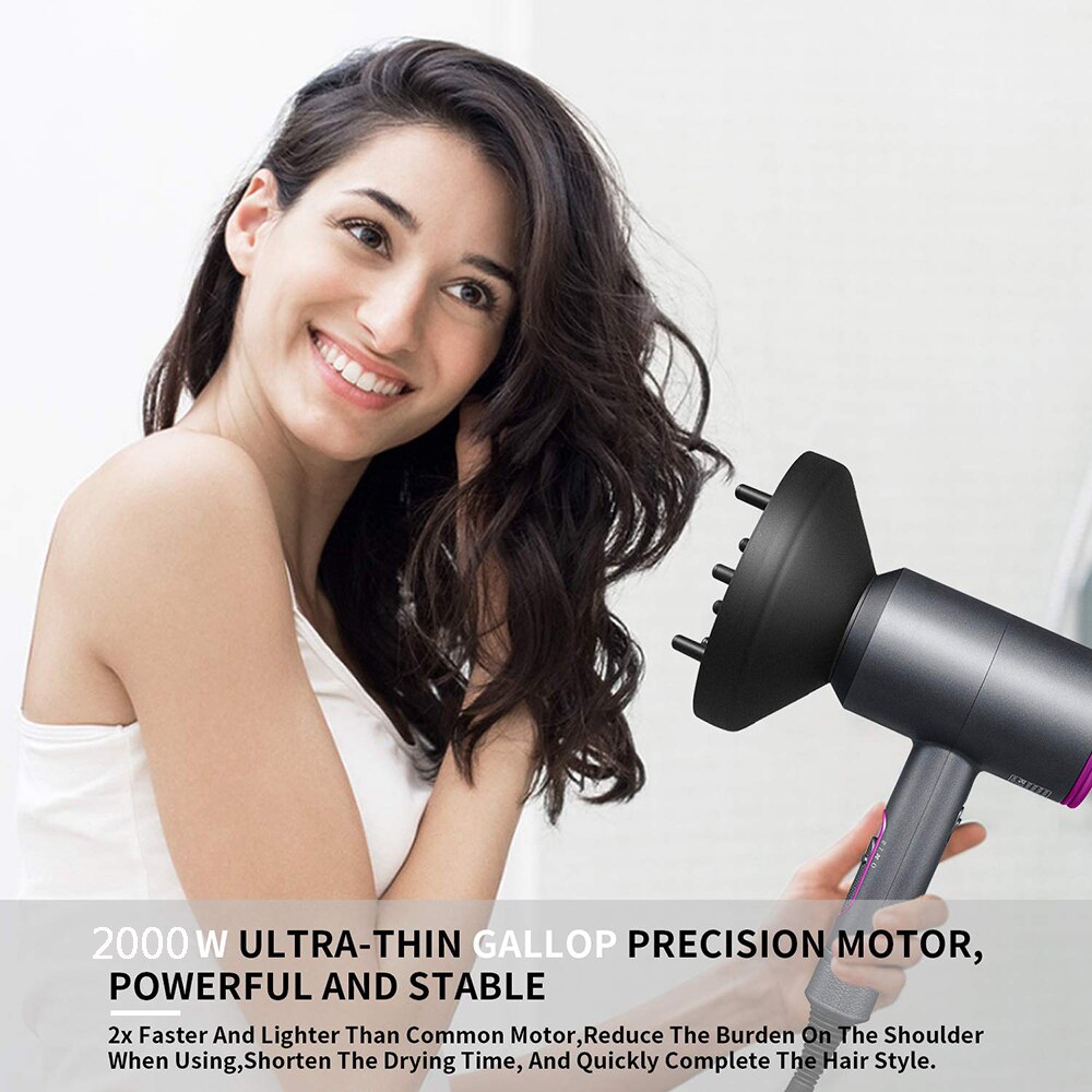 Hair Dryer Negative Ionic Blow 2000W Dryer Cold Wind Air Brush Hairdryer Strong Power Dryer Salon Style Tool