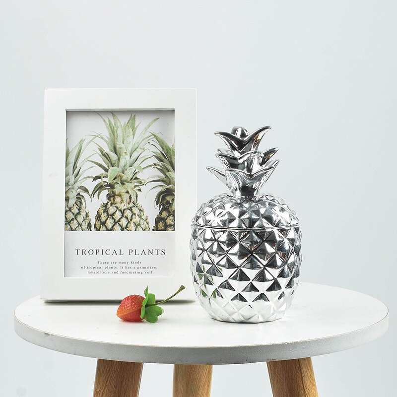 Nordic Keramische Ananas Opslagtank Aromatherapie Kaars Container Desktop Organisatie Box Met Stofdichte Cover Torage Fles