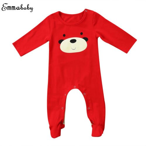 Xmas Deer Infant Baby Boy Girl Long Sleeve Cartoon Jumpsuit Romper Clothes Outfit 0-18M