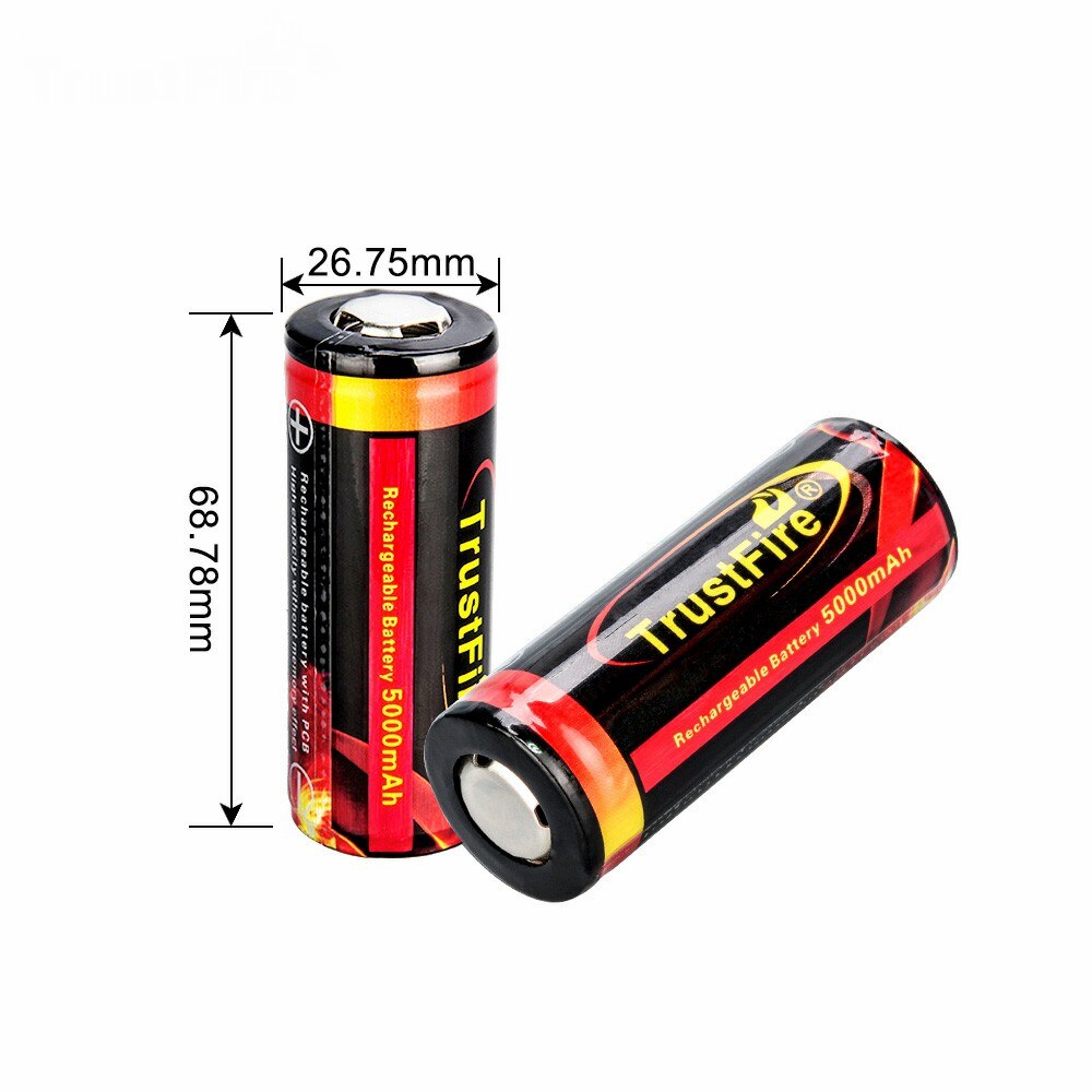 Trustfire Rechargeable 26650 5000mah Battery li-ion Battery 3.7V Cell Rechargeable batteries With Protection Flat Top