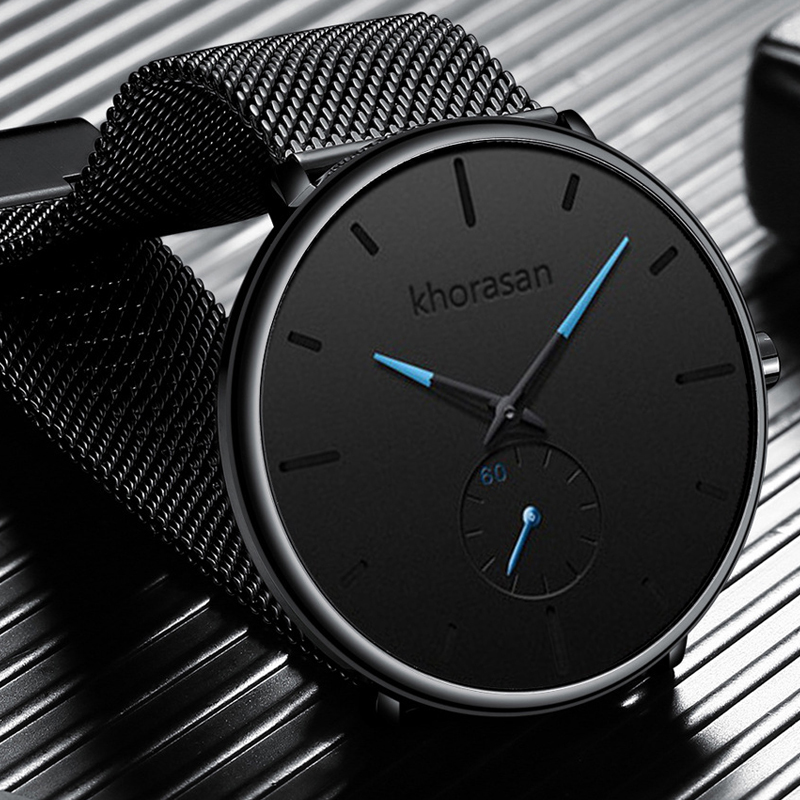Relogio masculino herre afslappede ure minimalistiske mænd business ur mandlige rustfrit stål mesh bælte enkelt kvarts ur