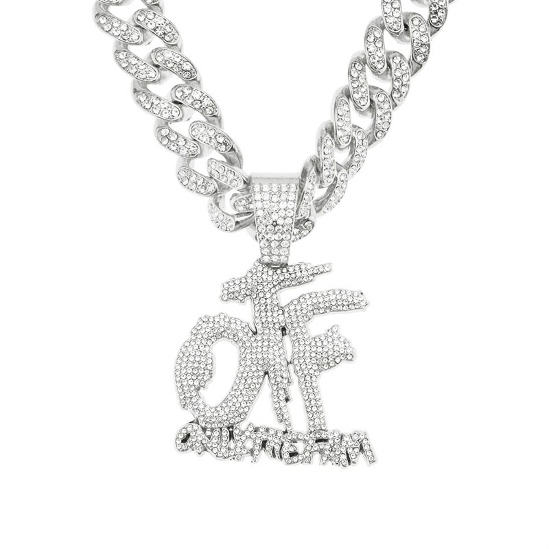 Hip hop kuutio zirkoni vain perhe otf riipus 13mm jäällä bling lock miami kuubalainen ketju kaulakoru: Hopean värinen / 16 tuumaa