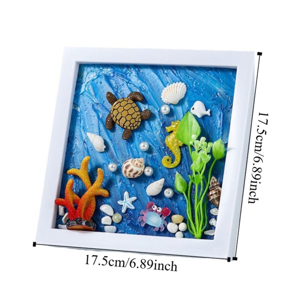 Multicolor DIY Photo Frame Wood Material 3D 3D Ocean Scenery Painting Cartoon Handmade Photo Wood Frame Scrapbooking