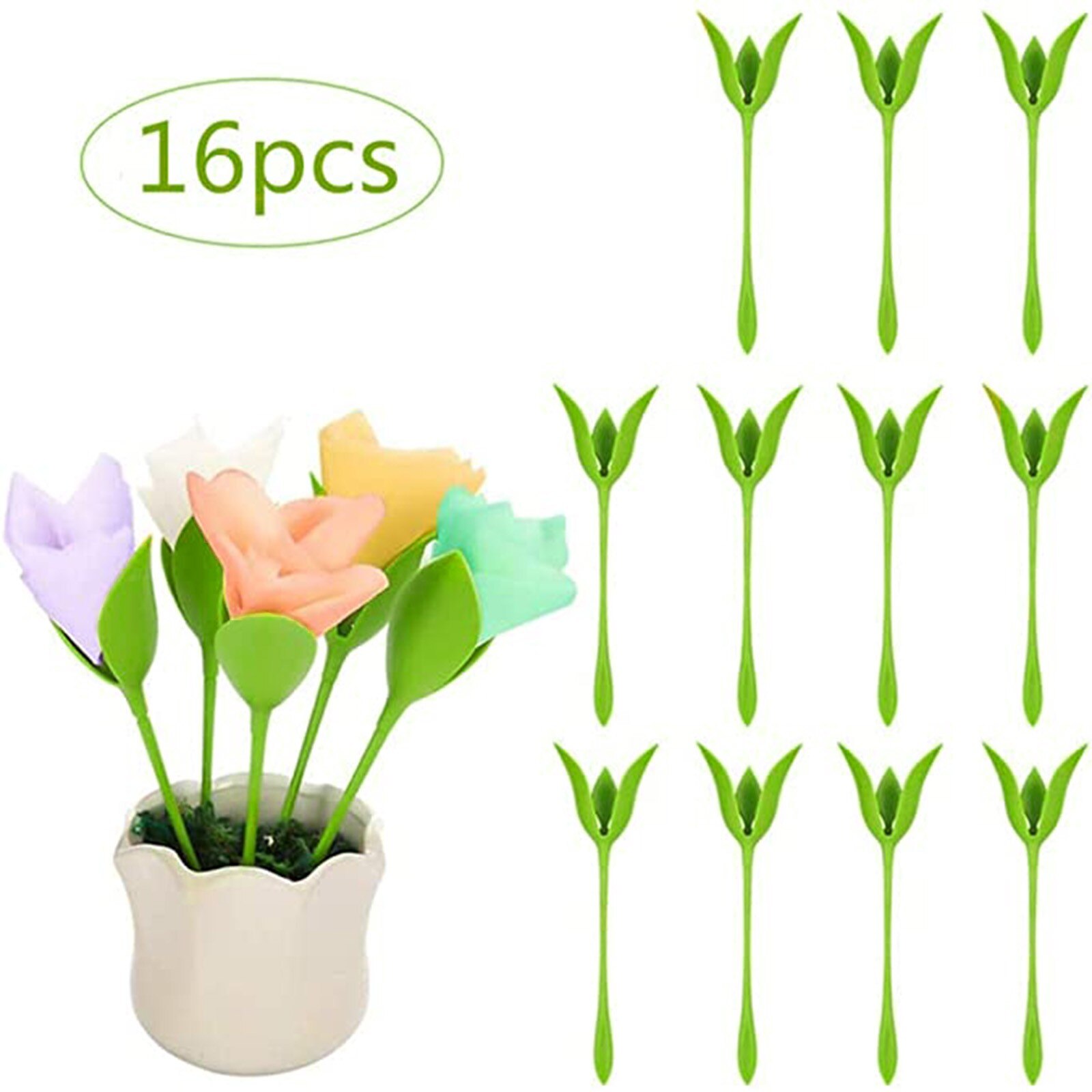 16pcs Plastic Flower Buds Serviette Holder Napkin Holder Table Arrangements Paper Towel Holder Tool Roll Flower Serviette Holder