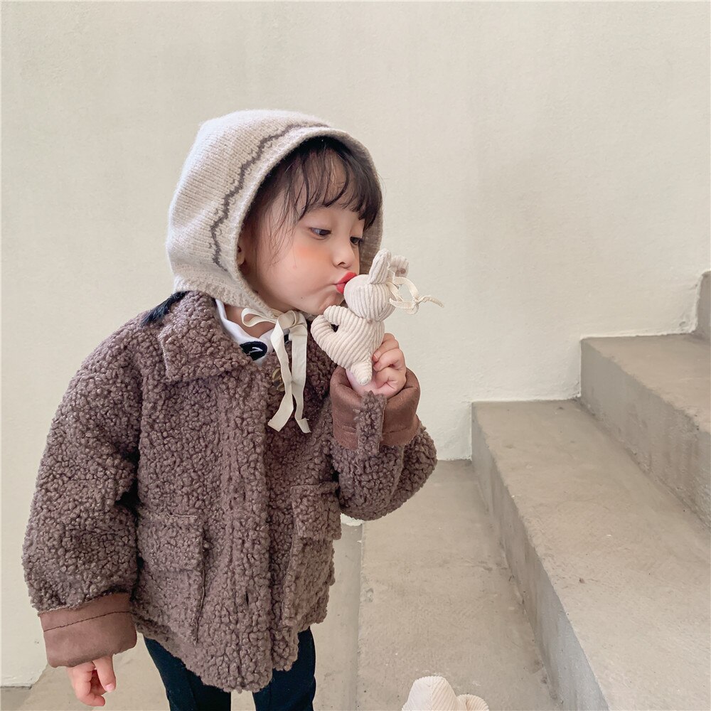 Meisje Jas Herten Lederen Fluwelen Plus Lam Fluwelen Baby Jongens Jas Winter Dragen Kinderkleding Baby meisje Jas Jassen