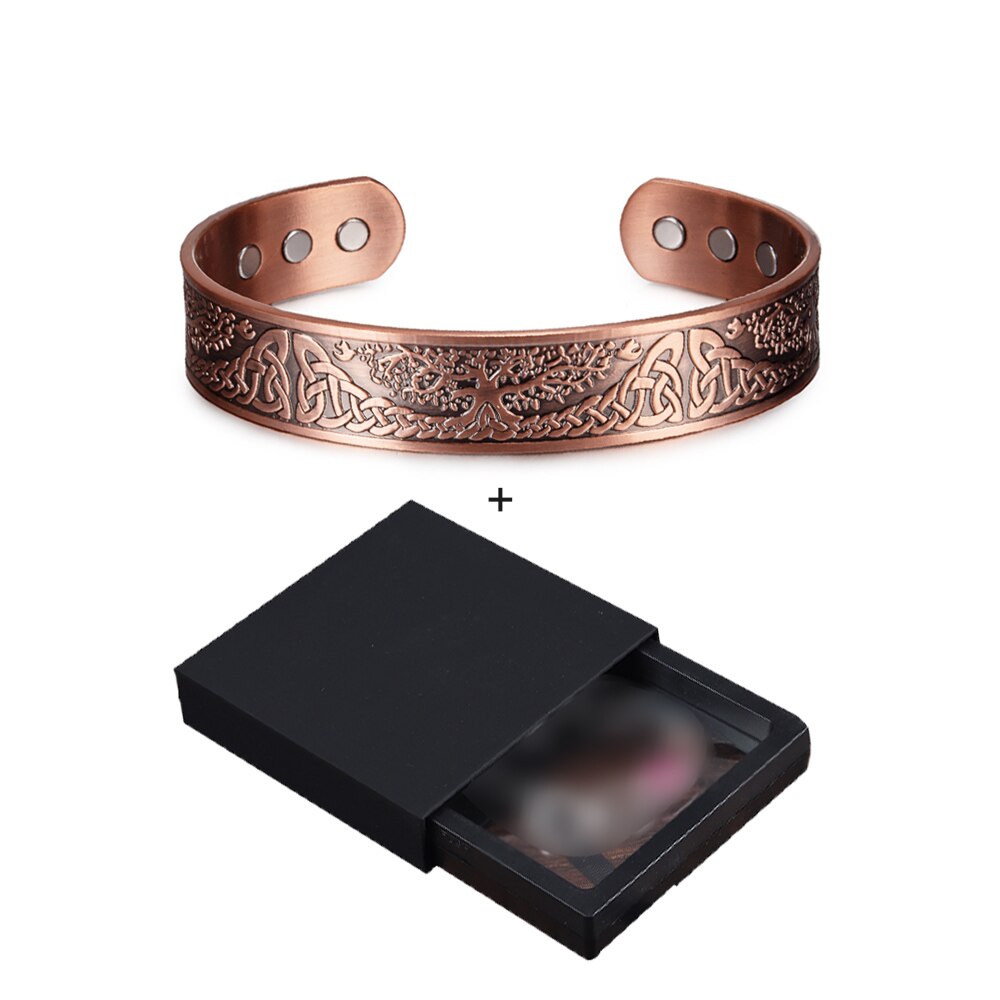 Yggdrasil – Bracelet magnétique en cuivre pur pour hommes, réglable, énergie magnétique, avantages, Bracelet à nœud Viking: viking box