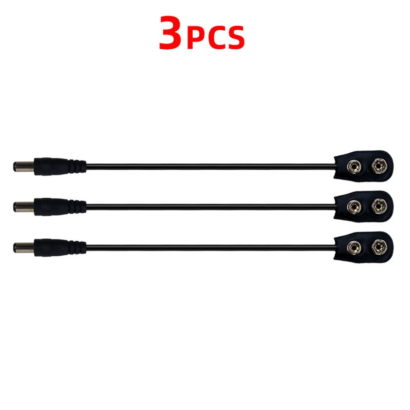 9V Battery Clip Connector Converter Center Negative Power Supply Cable for Guitar Effect Pedal: 3 pcs cable