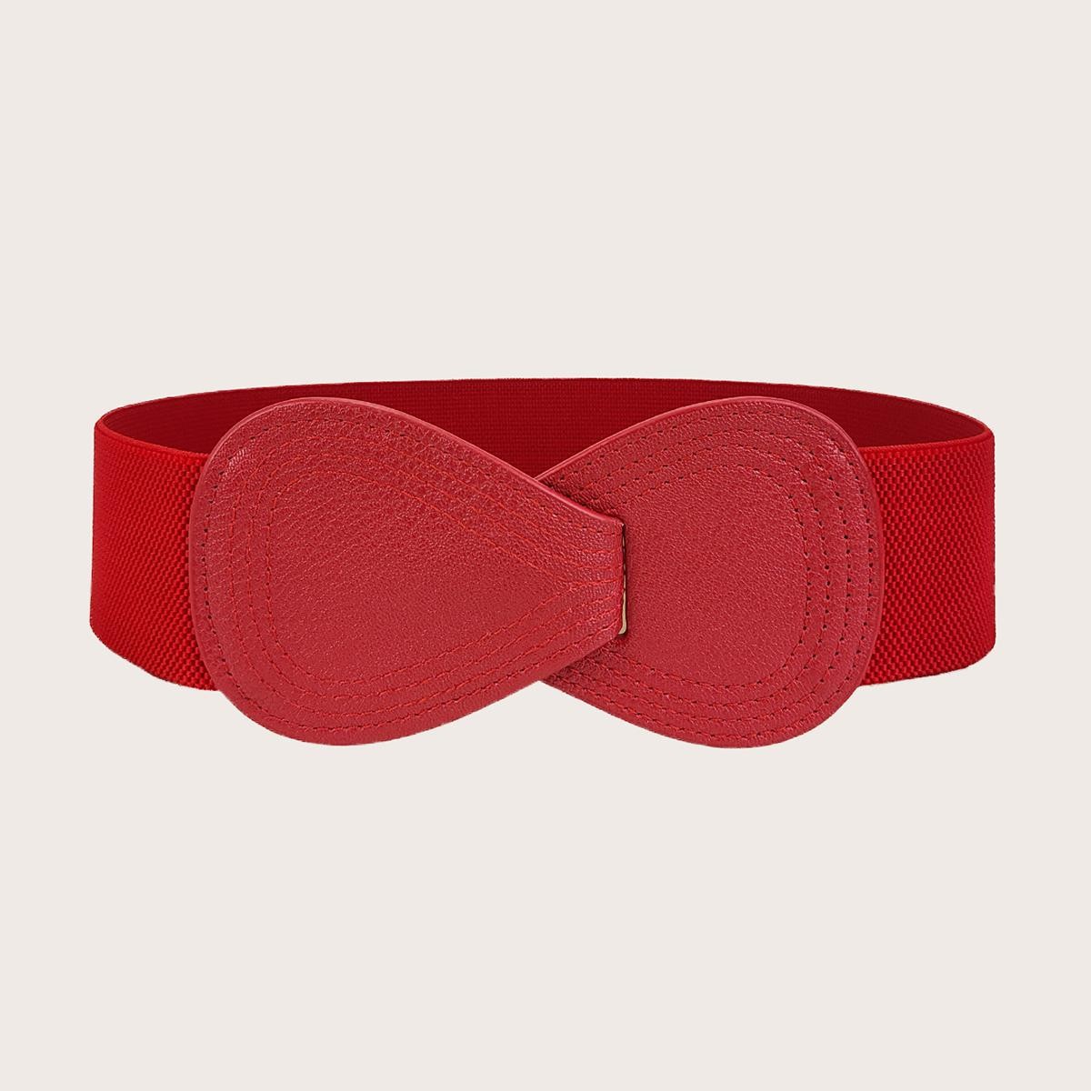 Elastisk linning til kvinner, dekorasjon til kjole til daglig pendling, midjebeskytter: Rød / 80cm