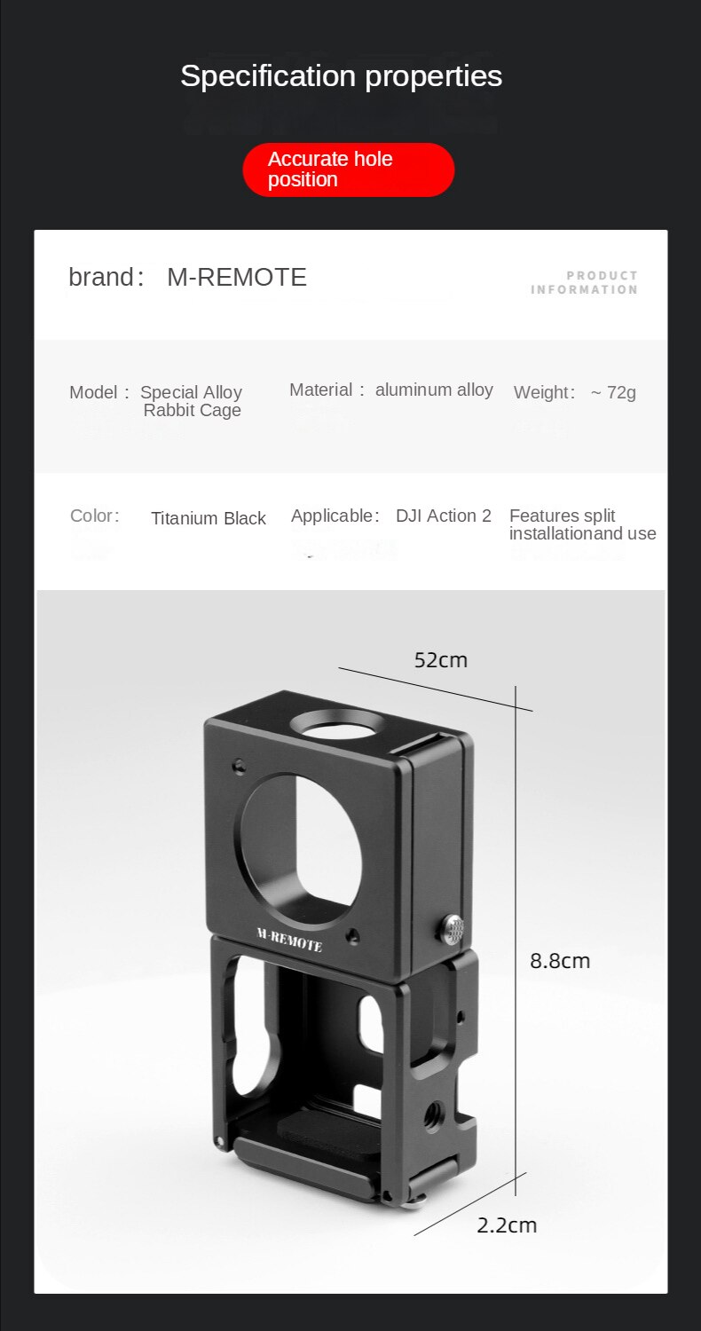 Metallkäfig für dji action 2 kamera, erweiterbar durch magnetspaltung, schutzgehäuse, metallkäfig action 2 kamerazubehör: Graue farbe