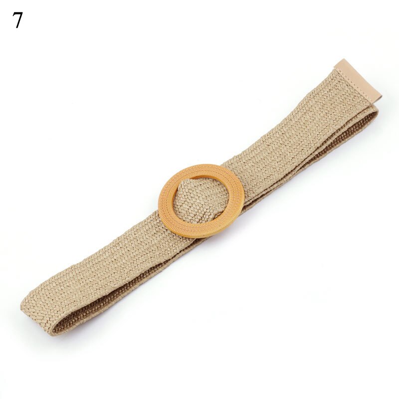 Wax Rope Straw Square Buckle Waist Belt Elastic Braided Knitted Belt Skirt Belt Woman Vintage Knitted Woven Waist Belt: 7