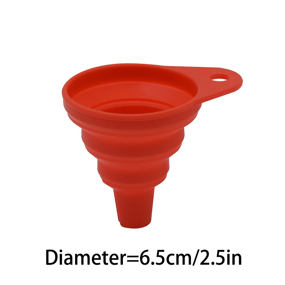 Car Universal Collapsible Silicone Auto Engine Funnel Gasoline Oil Fuel Petrol Diesel Liquid Washer Fluid Change Fill Transfer: Red