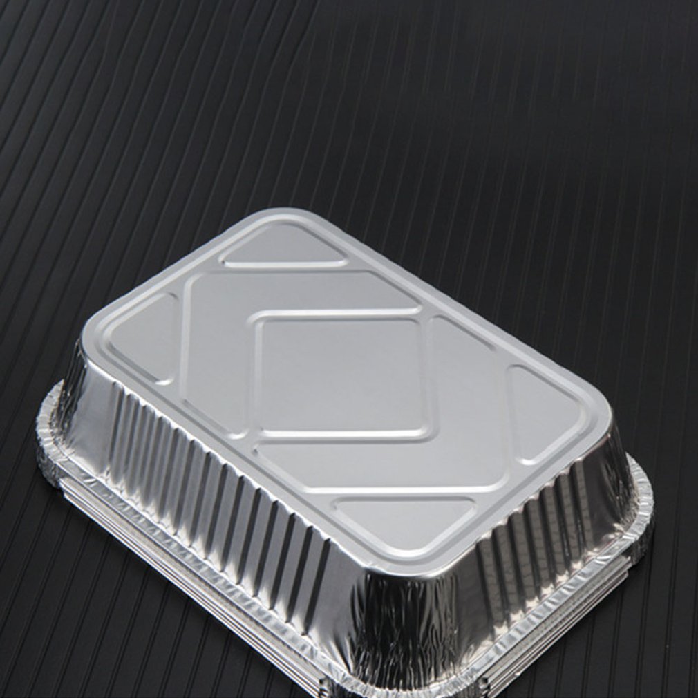Fiambrera Rectangular de aluminio, caja de cartón de lata para barbacoa, Bol de aluminio desechable, contenedor para llevar