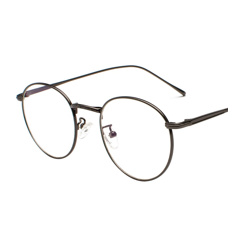 Anti-blå lys briller runde ramme computerglas briller lys blokerer skærmbeskyttelse kvinder mænd læser retro klassisk beskyttelsesbriller: Pistolgrå