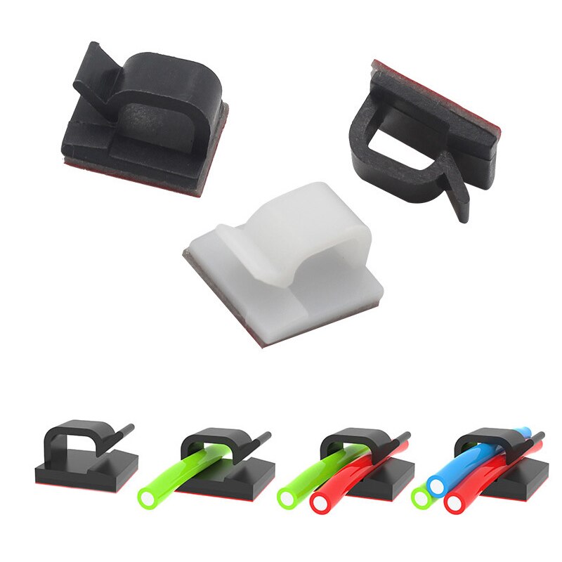 100Pcs Adhesive Cable Permanent Wire Clips Cable Organizer Holder Permanent Anchor for Wall Table 14X14MM
