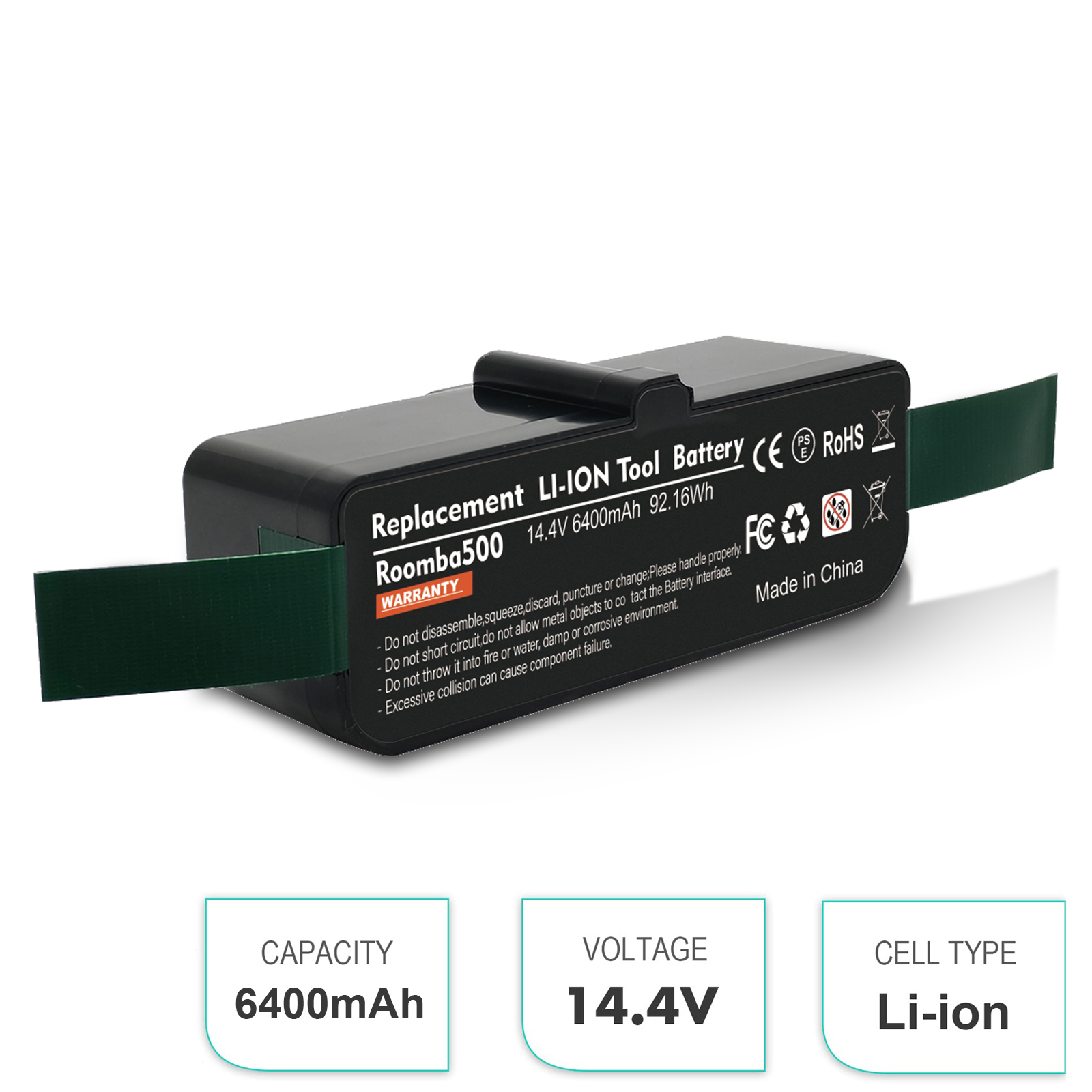 Upgrade 14,4 V 5000 mAh Ni-Mh Akku Staubsauger Akku für iRobot Roomba 500 600 700 800 900 980 890 880 870 860 675 760: Gold