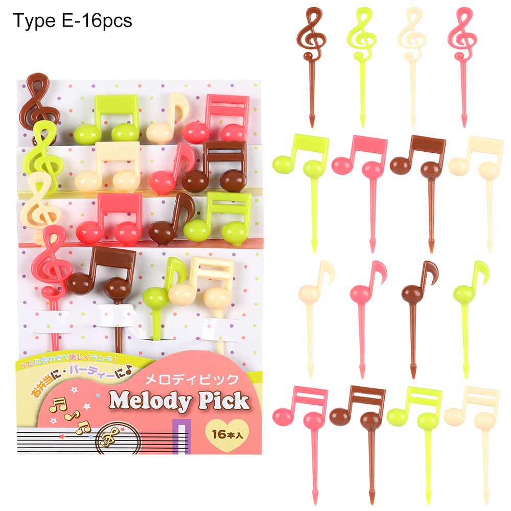 Children Cartoon Fruit Fork Plastic Animal Fruit Fork Picks Mini Snack Cake Dessert Pick Toothpick Bento Lunches Party Decor: A-Type E-16pcs