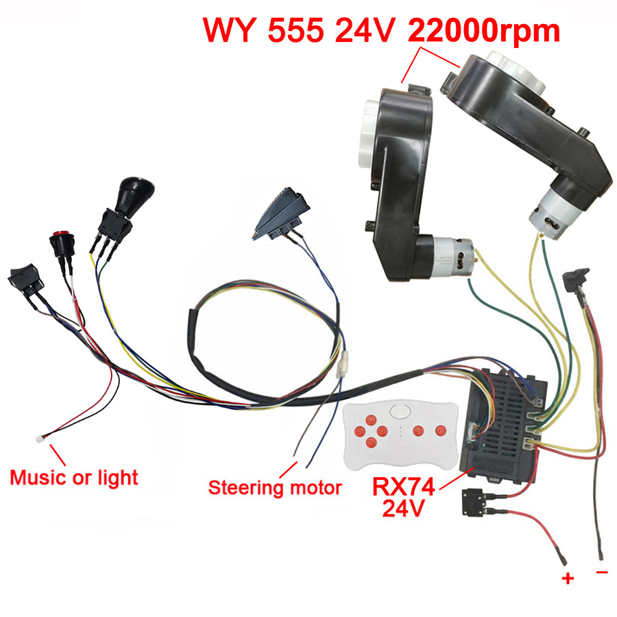 Coche eléctrico para niños, accesorios DIY, cables y caja de cambios, coche de juguete hecho a sí mismo, juego completo de piezas para coche eléctrico, paseo para niños