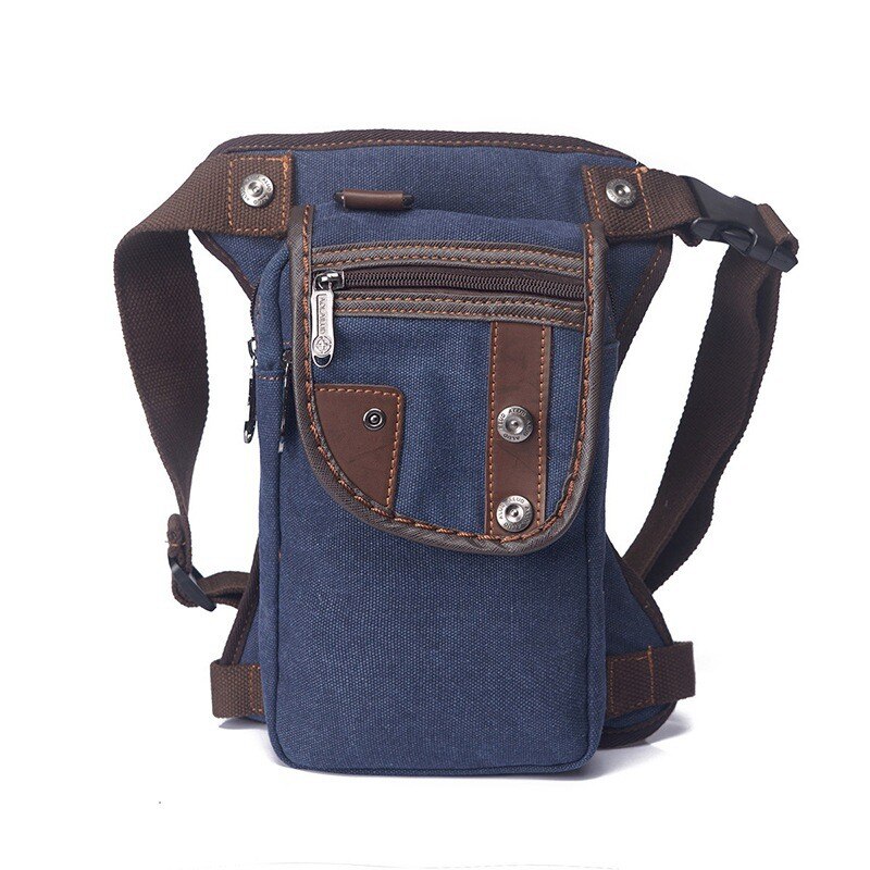 mode Waterdichte canvas taille tas Toevallige Reizen mannen Tas motorfiets beenzak Fanny Taille Pack 5 kleur: canvas blue