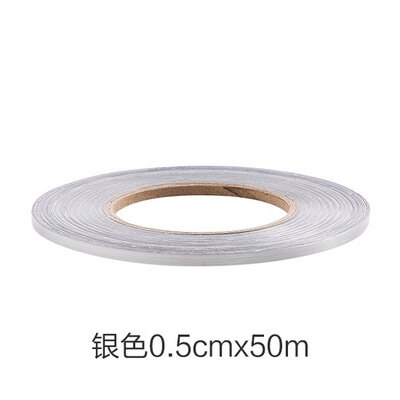 50m guld/sølv vandtætte pvc fliser klistermærke selvklæbende badeværelse væg sprække klistermærke mærkat tape boligindretning: 0.5 cm x 50m sølv