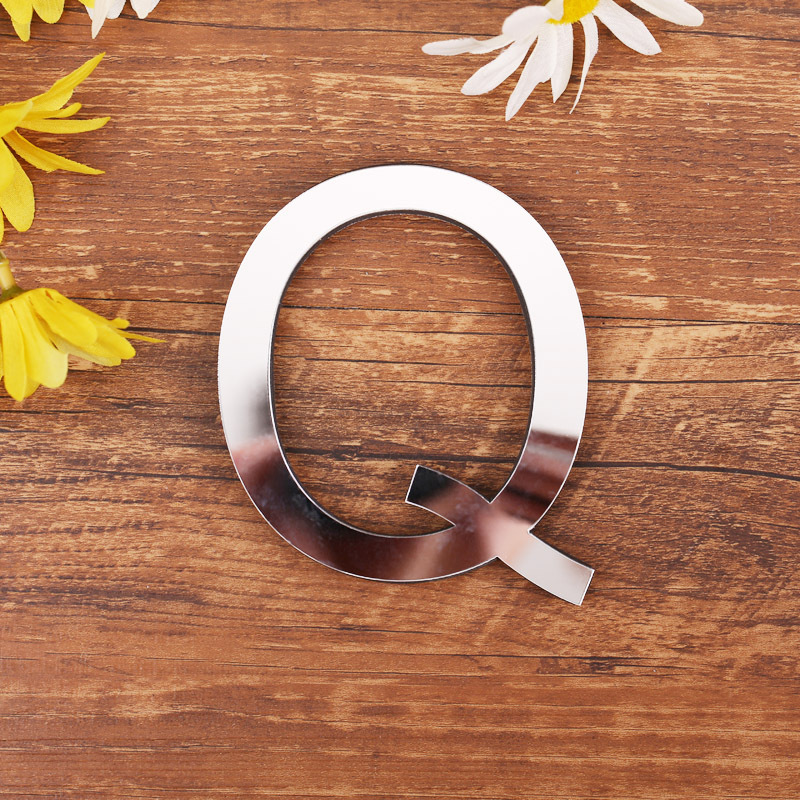 Silver Letter Acrylic 3D Mirror Wall Sticker Home Decor Alphabet Poster For Birthday Party Wedding Diy Wallpaper Peel & Stick: Light Grey