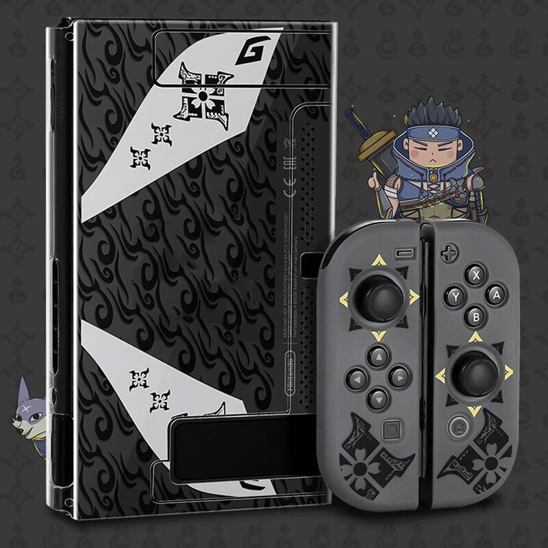 Funda protectora rígida para consola Nintendo, carcasa protectora con cristales para la espalda con cristales, para Monster Hunter RISE