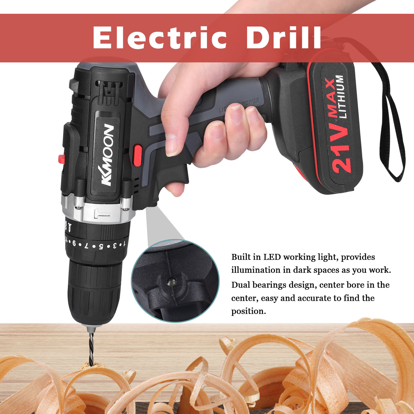 KKMOON-taladro eléctrico inalámbrico, destornillador Mini, batería de iones de litio, 21V, herramientas eléctricas 25 + 3