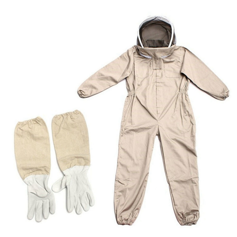 Ventilated Full Body Beekeeping Bee Keeping Suit with Leather Gloves