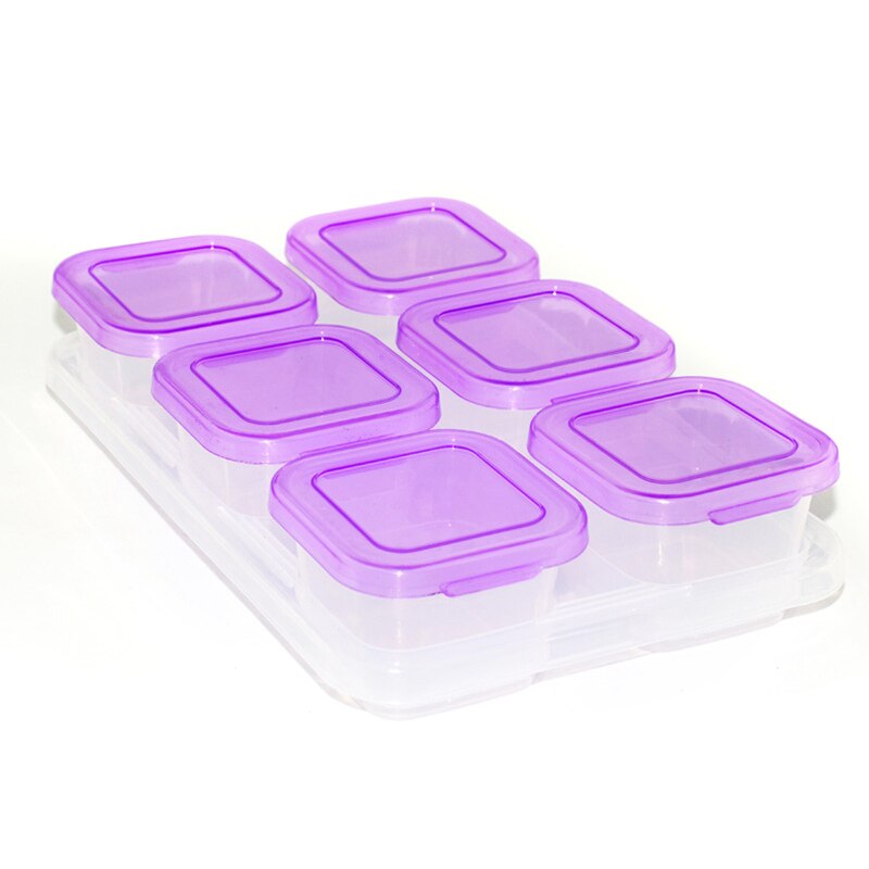 Small Grid Dessert Fruit Separate Storage Frozen Box Complementary Food Box Fresh-keeping Box Baby food supplement storage box: 05 Purple 6