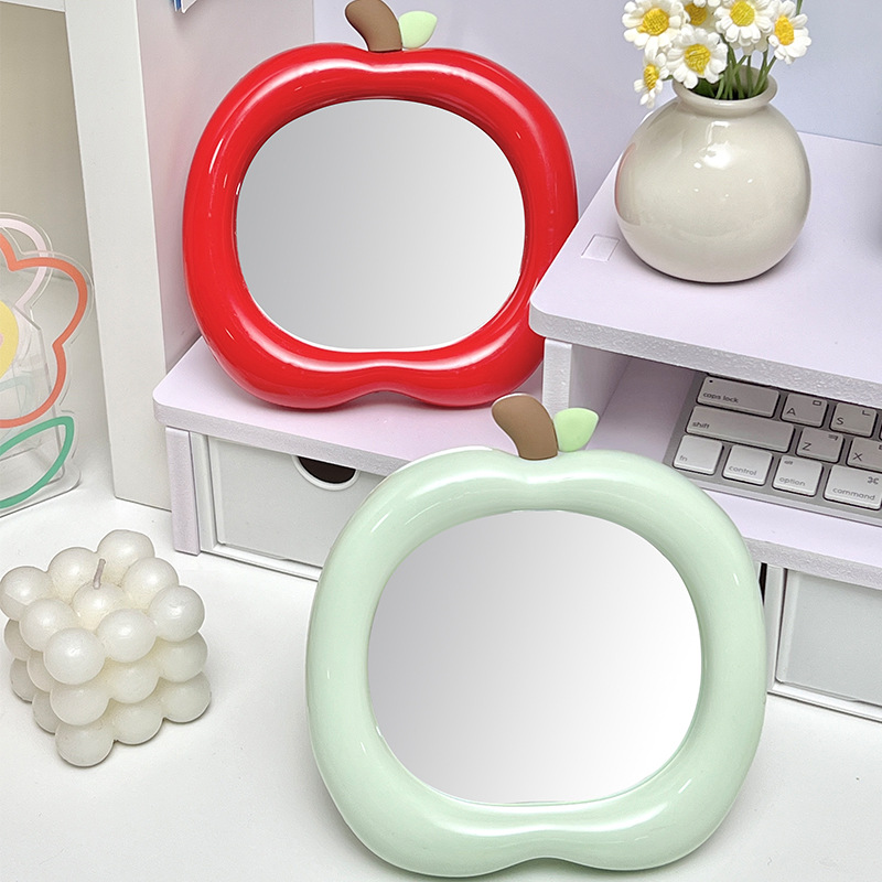 Ins Decoratieve Spiegel Desktop Cosmetische Spiegels Kawaii Appelvorm Make-upspiegel Slaapkamer Slaapzaal Draagbare Make-upspiegel Decor