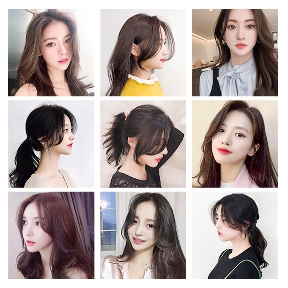 HUAYA Handmade Natural Bangs Hair Extension Heat Resistant Fiber Wigs Bangs Women's' Middle Part Hairstyle Bangs Clip