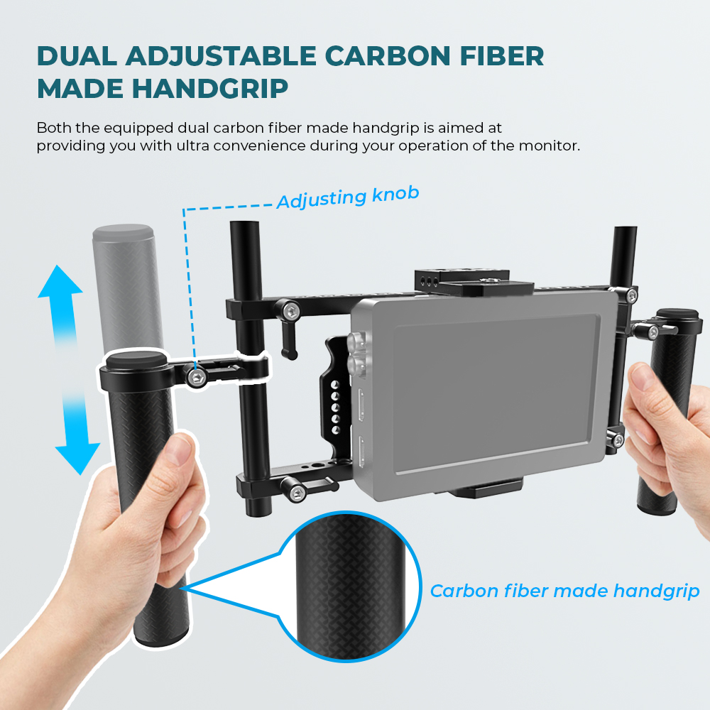 Kayulin Director's Monitor 7" & 5" Cage Rig With Battery plate & Dual Carbon Fiber Handgrip for Universal Camera Monitors