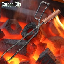 Firewood Tongs with Wood Handle Metal Heat Resistant Barbecue Fireplace Tongs Oven Cooking Tong Kitchen Supplies Tool