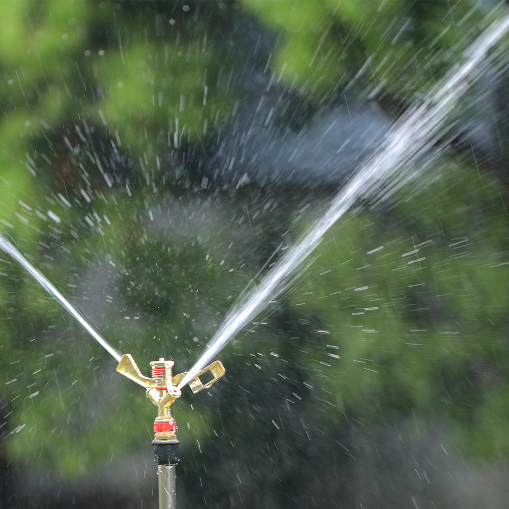 1/2 3/4'' Male Thread Metal Pulsating Sprinkler Zinc Alloy 360° Rocker Arm Water Spray Nozzle for Greenhouse Garden Irrigation