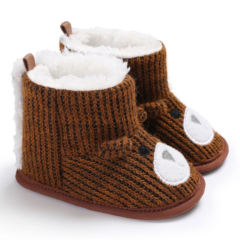 Winter Super Keep Warm Infant Toddler Breathable Comfortable Soft Booty Newborn Baby Crib Snow Knitting Cute Cartoon Bear Shoes