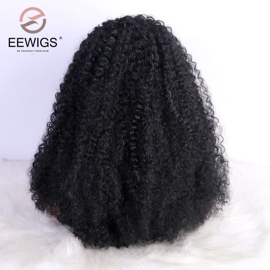 EEWIGS Lange Schwarze Perücke Mit Pony Maschine Gemacht Volle Perücke Glueless Hitze Beständig Gerade Synthetische Perücken Für Schwarze Frauen