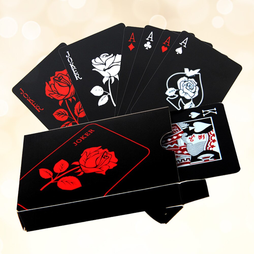 55 pièces noir Rose motif Table de Poker jouant jeu de pratique pour la barre à la maison (54 pièces ajouter 1pc remplacer: Default Title