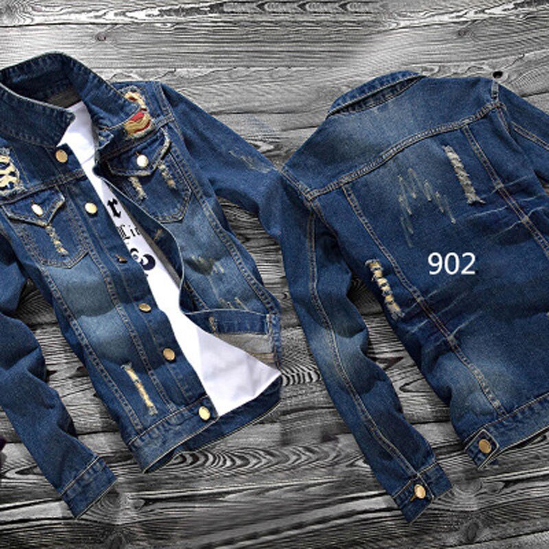 Spring and Autumn Men&#39;s Denim Jacket Korean Slim Denim Clothes Japanese Retro teenagers cowboy Gown Men&#39;s Jacket Short coat: S