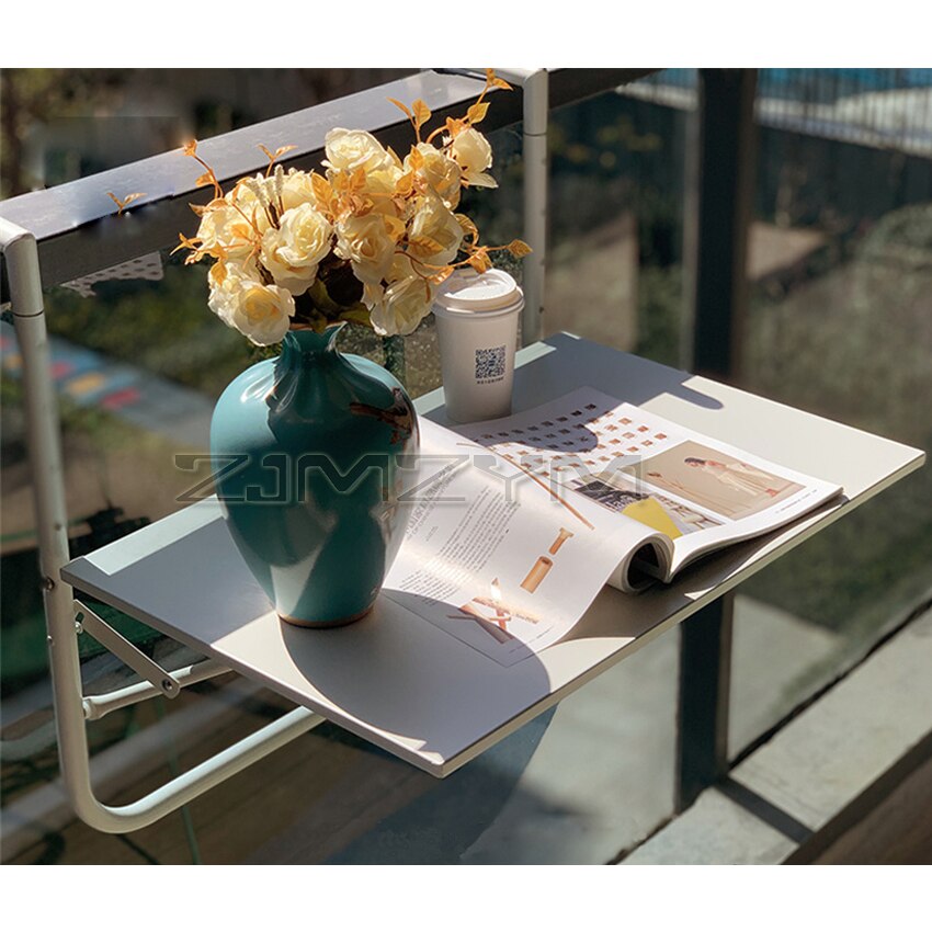 HIR1371 Kleine Mini Europese Moderne Eenvoudige Tuin Balkon Reling Metalen Koolstofstaal Wandmontage Vouwen Opknoping Leren Tafel
