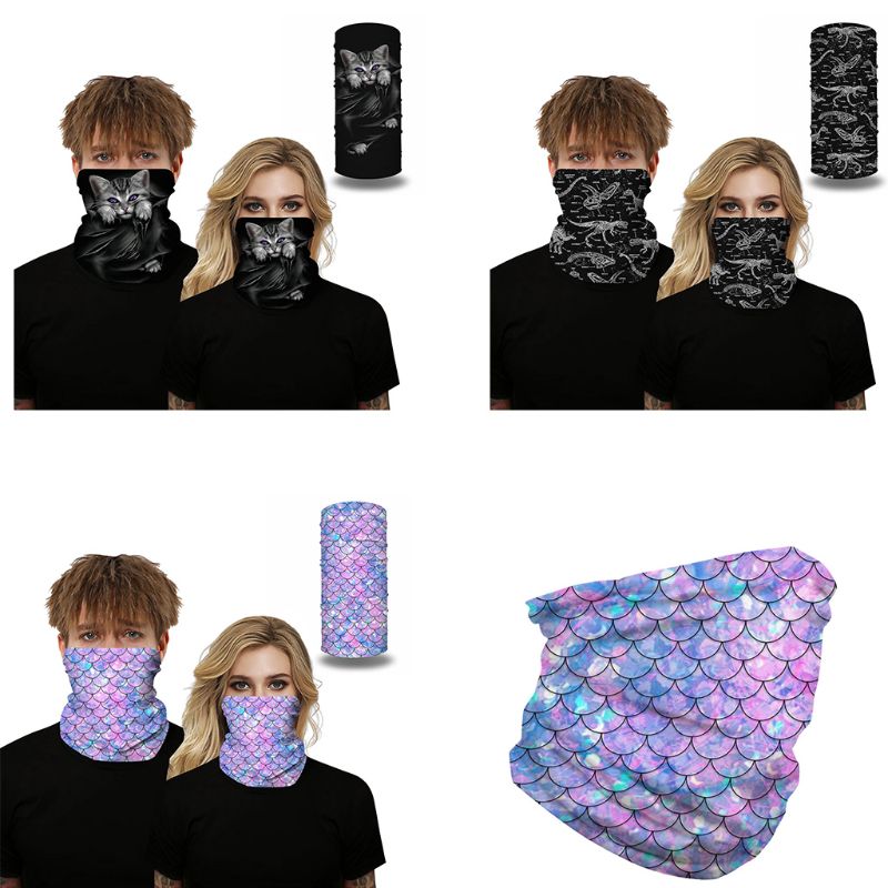 Unisex Magic Bandana Neck Gaiter Tube Dinosaur Fossils Fish Scales Digital Print Motorcycle Multifunctional Face Mask