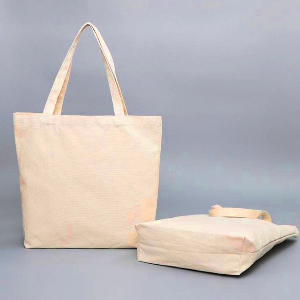 White Canvas Shopping Bags Eco Reusable Foldable Shoulder Bag Large Handbag Fabric Cotton Tote Bag for Women Shopping Bags