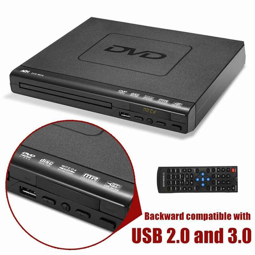 DVD Player with USB + RCA Audio Cable Coaxial Port Black Home