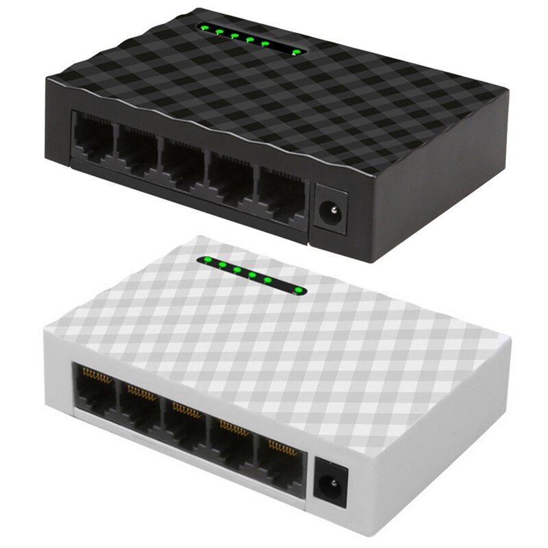 5-Port Network Switch 4-Wire RJ45 Gigabit Ethernet 1000Mbps Splitter Travel Lan Switch Hub for PC Desktop EU Plug